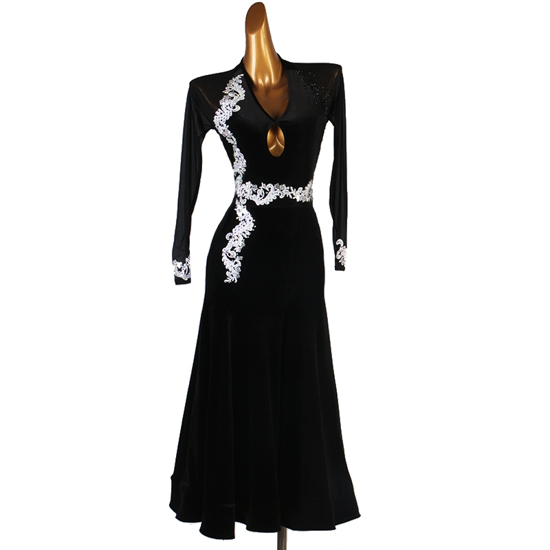 Customisable-Women's Long Sleeve Modern Dance Performance Dress Ballroom Dance Dress