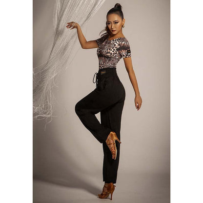 WJJ Women's Big Backless Dance Bodysuit Ballroom Dance Tops Professional Training Clothes