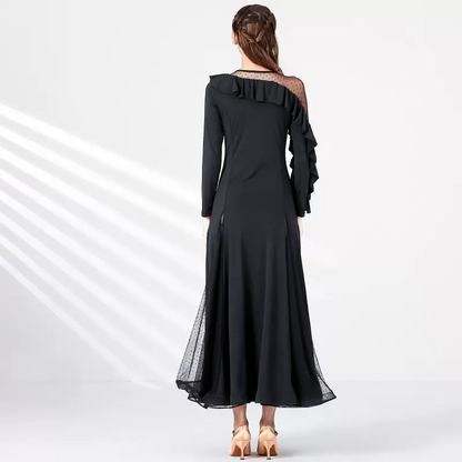 Women's Long Sleeve Modern Dance Performance Dress Waltz Ballroom Dance Dress
