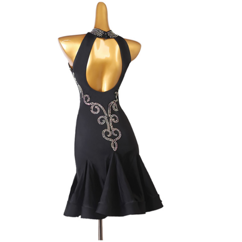 Customisable-Women's Rhinestone Rumba Latin Dance Dresses Performance Dresses