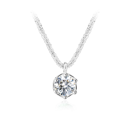 Six Claw Prong Solitaire Diamond Necklace