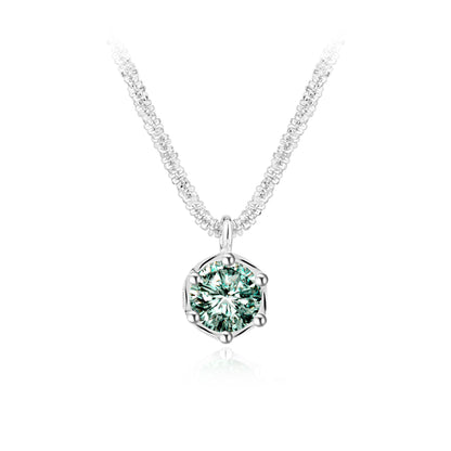 Six Claw Prong Solitaire Diamond Necklace