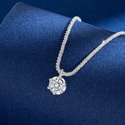 Six Claw Prong Solitaire Diamond Necklace