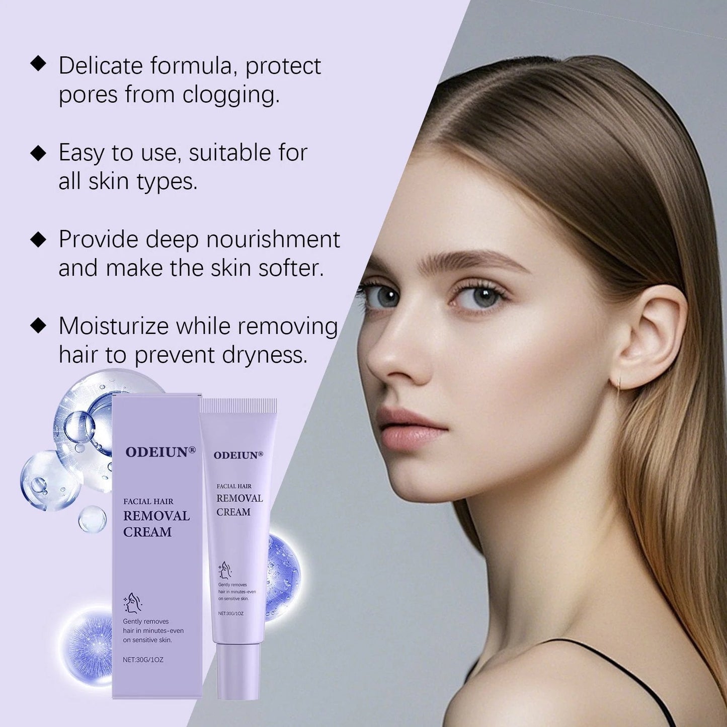 ODEIUN® Gentle and Painless Facial Hair Removal Cream